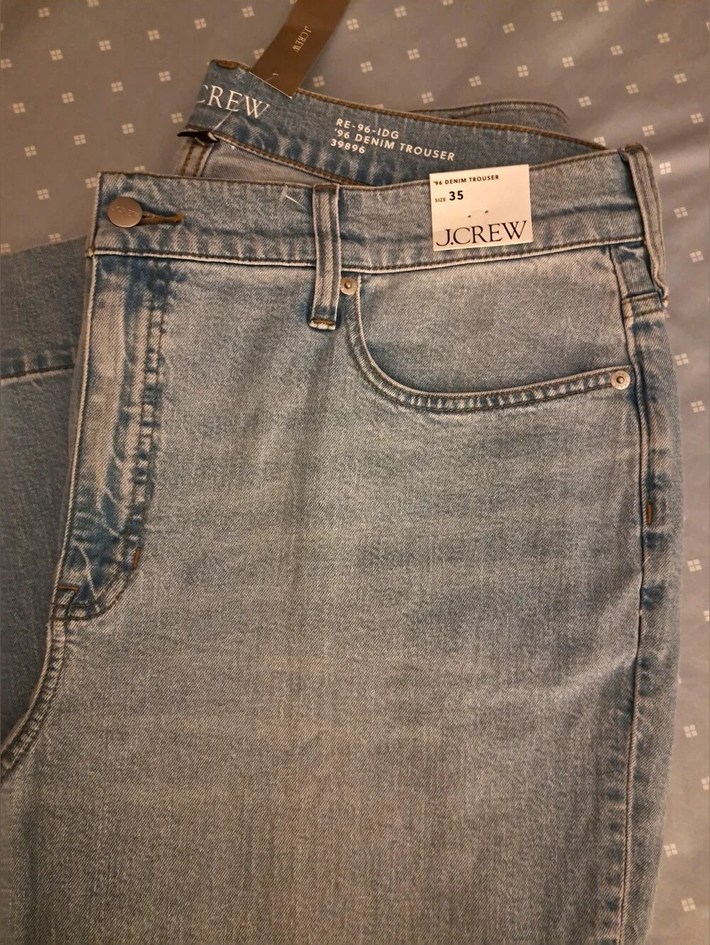 J. CREW re-imagined denim RE-96-lDG TROUSERS brand new JEANS size 35 LIGHT WASH